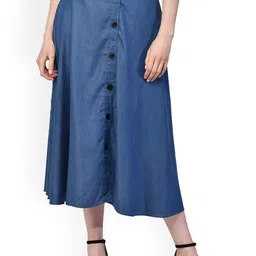 NUEVOSDAMAS A-Line Midi Denim Skirt-picture-20