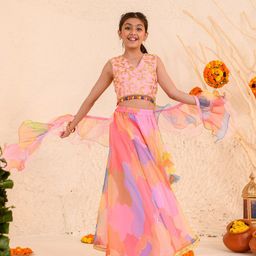 pspeaches Girls Embroidered Thread Work Ready to Wear Lehenga & Blouse With Dupatta-picture-9