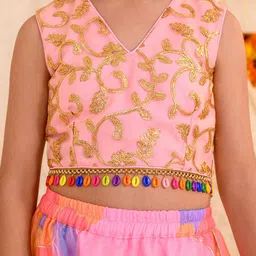 pspeaches Girls Embellished Thread Work Ready to Wear Lehenga & Blouse With Dupatta image 5