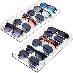 generic 6-Slot Acrylic Sunglass Organizer - Stackable Clear Eyewear Storage Case for Sunglasses and Fashion Glasses tray image 1