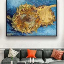 The Art House Yellow & Blue Sunflowers By Van Gogh Framed Wall Art-picture-39