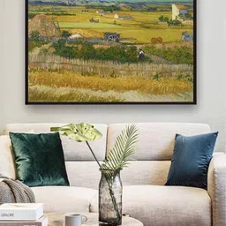 The Art House Green & Blue The harvest By Van Gogh Framed Painting-picture-41