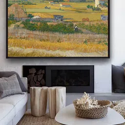The Art House Yellow & Green Harvest At La Crau & Montmajour By Van Gogh Painting-picture-13
