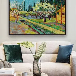 The Art House Orchard Bordered by Cypresses By Van Gogh Framed Wall Art-picture-31