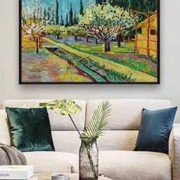 The Art House Orchard Bordered by Cypresses By Van Gogh Framed Wall Painting-picture-28