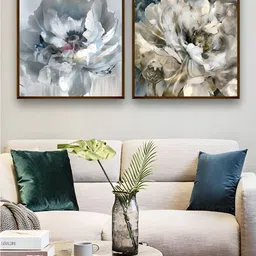 The Art House Grey & Beige 2 Pieces Floral and Botanical Wooden Wall Art-picture-34