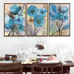The Art House Blue & Green 3 Pieces Floral and Botanical Wooden Wall Art-picture-29