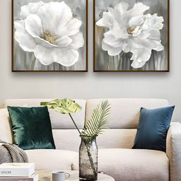 The Art House White & Grey 2 Pieces Floral and Botanical Wooden Wall Art-picture-20