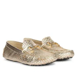 Saint G Womens Platin Woven Leather Loafers-image-16
