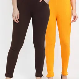 TAG 7 Women Yellow & Brown Pack of 2 Leggings-image-72