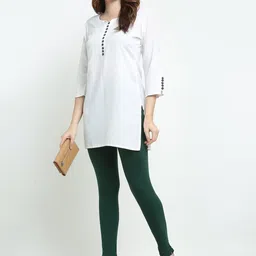 TAG 7 Women Set of 2 Green & Brown Solid Ankle-Length Leggings image 2