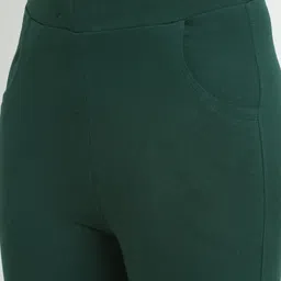 TAG 7 Women Set of 2 Green & Orange Solid Ankle-Length Leggings image 4