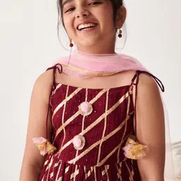 pspeaches Girls Regular Gotta Patti Kurta with Sharara & With Dupatta image 2