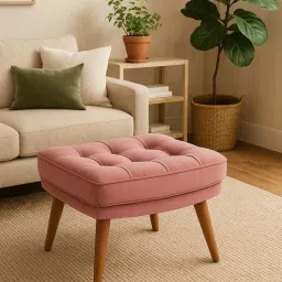 JABRIX Soft Cushion Ottoman Stool for Living Room - Pink-picture-18