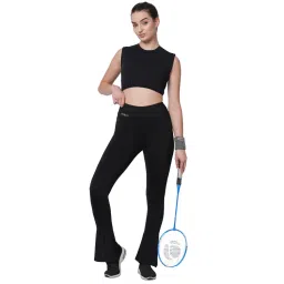Fitkin Women Black Front Pintuck Bootcut Pants-image-21