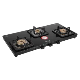 Sunflame SOLITAIRE Toughened Glass Top 3 Burner Automatic Gas Stove (ISI Certified, Black) image 2