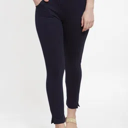 TAG 7 Pack of 2 Olive And Navy Blue Solid Kurti Pants image 2