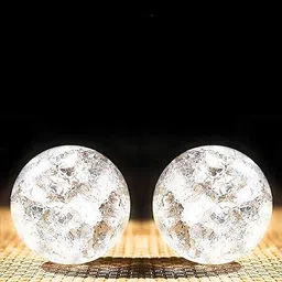 generic Siyaram Collections Beautiful Crack Design Water Fountain Ball for Home Decor Gifts (Pack of 2) (5 cm) (Crystal, Clear) image 1