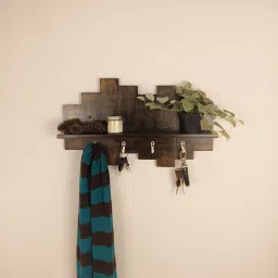 symplify Glencroft Wooden Wall Shelf Organiser With Key Holders-picture-11