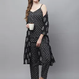 TAG 7 Women Ethnic Motifs Printed Top Pyjamas with Shrug-image-26