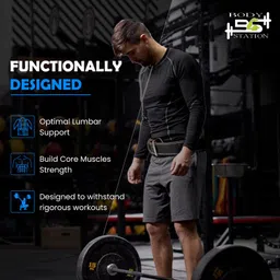 Bodystation Suede 6mm Weightlifting Belt – Heavy-Duty Back Support for Powerlifting, CrossFit & Strength Training – Adjustable Gym Belt for Men & Women Blue image 4