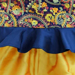 a.t.u.n. A T U N Girls Yellow & Navy Blue Printed Top with Dhoti Pants image 4