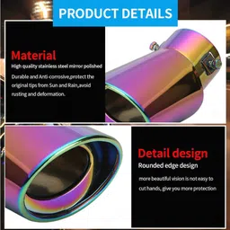 CARIZO Car 60mm Inlet Single Exhaust Muffler Tip Burnt Blue TF-7653-I, Stainless Steel Finish, High-Performance Car Exhaust Upgrade Compatible with Maruti Suzuki Swift Dzire (Type-III) 2017-2021 image 3