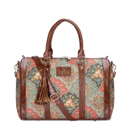 THE CLOWNFISH Lorna Floral Printed Structured Handheld Bag With Tassel-image-89