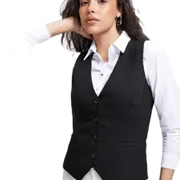 new-18 Black WaistCoat,RegularFit WaistCoat,Black WaistCoat,Cotton Blend WaistCoat,Casual WaistCoat,Office Wear WaistCoat,Women WaistCoat,WaistCoat04. image 1