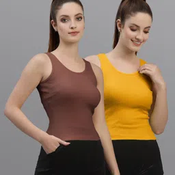 Friskers Pack Of 2 Scoop Neck sleeveless Fitted Tops-picture-24