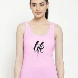 Friskers Women Pink & Black Typography Printed Tank Top-picture-25
