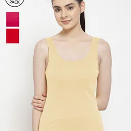 Friskers Women Pack Of 3 Cotton Tank Tops-picture-32