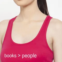 Friskers Women U-Neck Gym Pink & White Tank Top image 5