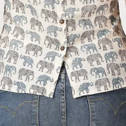 Saffron Threads Elephant Print Cotton Tank Top image 4