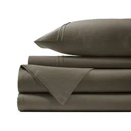 Aurave Rossini Taupe Cotton 400 TC Fitted King Bedsheet with 2 Pillow Covers image 2