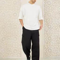 Styli White Cotton Back Printed Applique Patch Boxy Fit Tee image 4