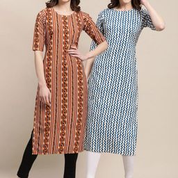7threads KALINI Women Pack Of 2 Ethnic Motifs Printed Crepe Kurta-picture-19