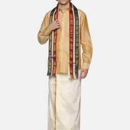 Sethukrishna Men Cream-Coloured Solid Art Silk Dhoti-picture-37