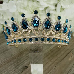 SYGA Embellished Crystal & Rhinestone Studded Crown Tiara image 2