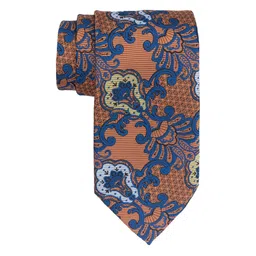 The Tie Hub Men Orange & Blue Printed Skinny Tie-picture-13