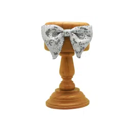 The Tie Hub Silver-Toned Woven Design Bow Tie image 3
