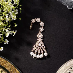 Niscka Rose Gold-Plated Artificial Stones Studded Maang Tikka Head Jewellery-picture-22