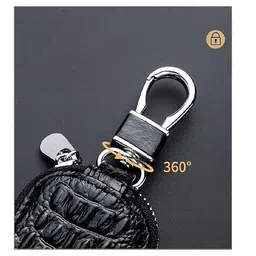 kooshlo Leather Car Key Chain Case Holder,Keychain Holder Car Key Holder with Metal Hook and Keyring Zipper Bag,Protector Car Key image 4