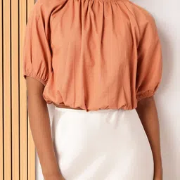 DressBerry Adorable Gathers Raglan Sleeves Crop Blouson Top image 1