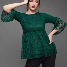Miss Chase Floral Lace Bell Sleeves Ruffles Detailed Empire Top-picture-40