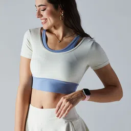 CAVA Round Neck Monochrome Styled Back Crop Sports Duotone Top-picture-23