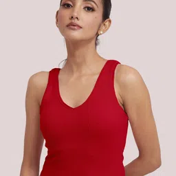 BerryBird Cotton V-Neck Sleeveless Opaque Fitted Crop Top-picture-26