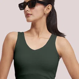 BerryBird Cotton V-Neck Sleeveless Opaque Fitted Crop Top-picture-29