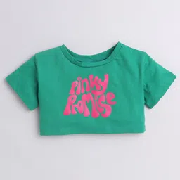 AWW HUNNIE Girls Typography Printed Round Neck Short Sleeves Crop Boxy T-shirt-picture-58