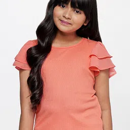 AND Girls Round Neck Flutter Sleeves Top image 1